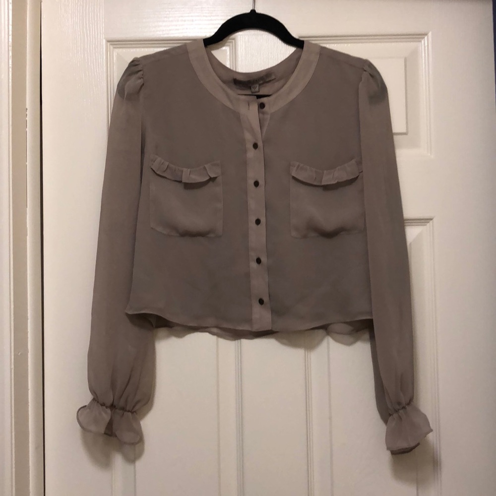Guess Cropped Blouse- Taupe